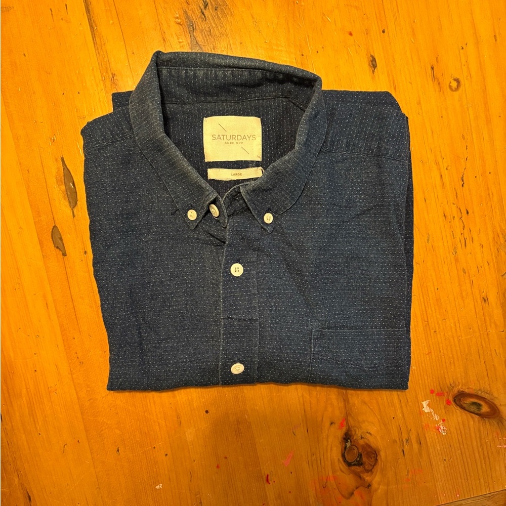 Saturdays NYC Lightweight Pin Dot Short-Sleeve Buttondown